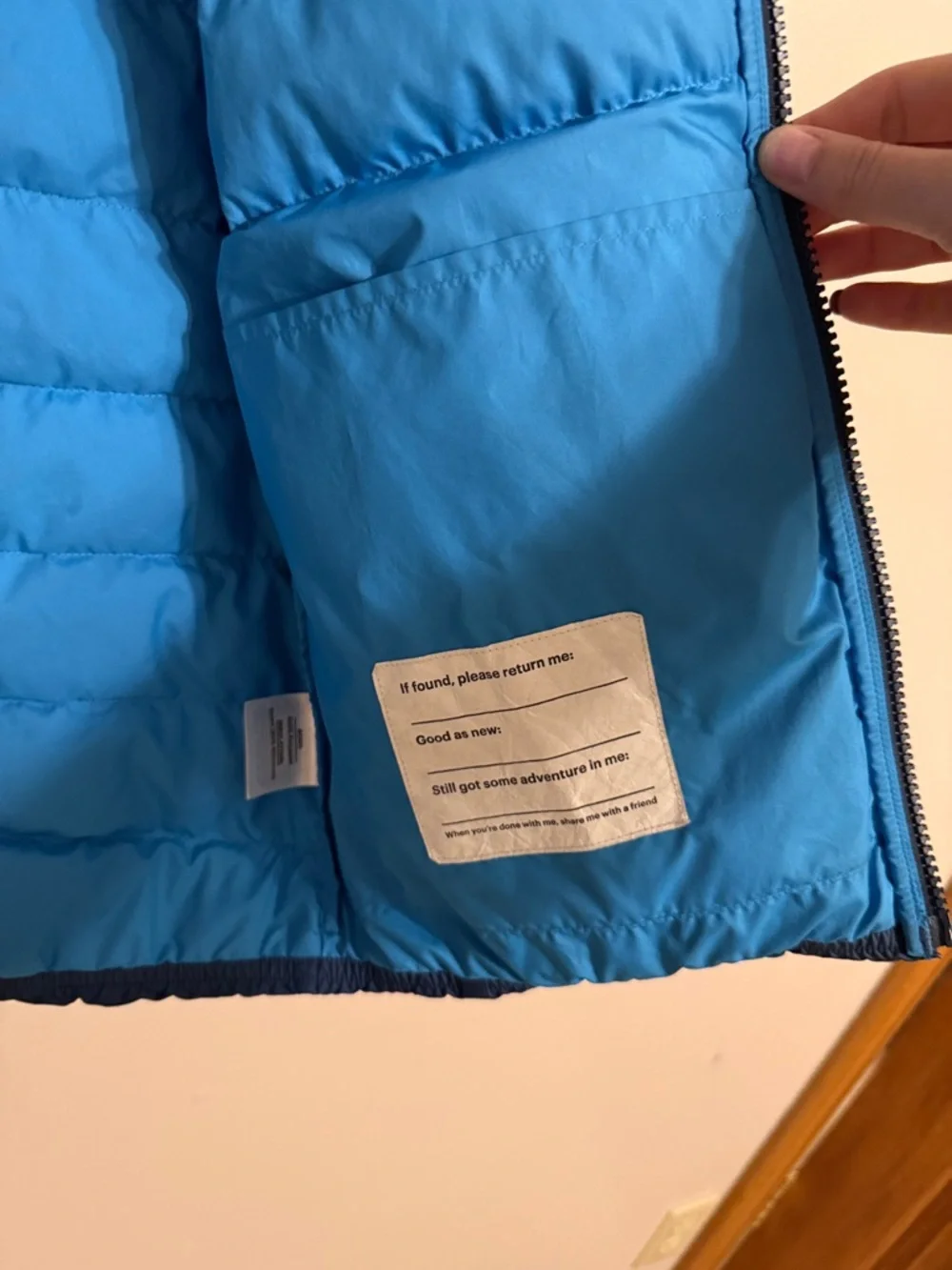 REI Puffer 80% Down Insulated Jacket Youth Packable Blue Full Zip Pockets Medium
